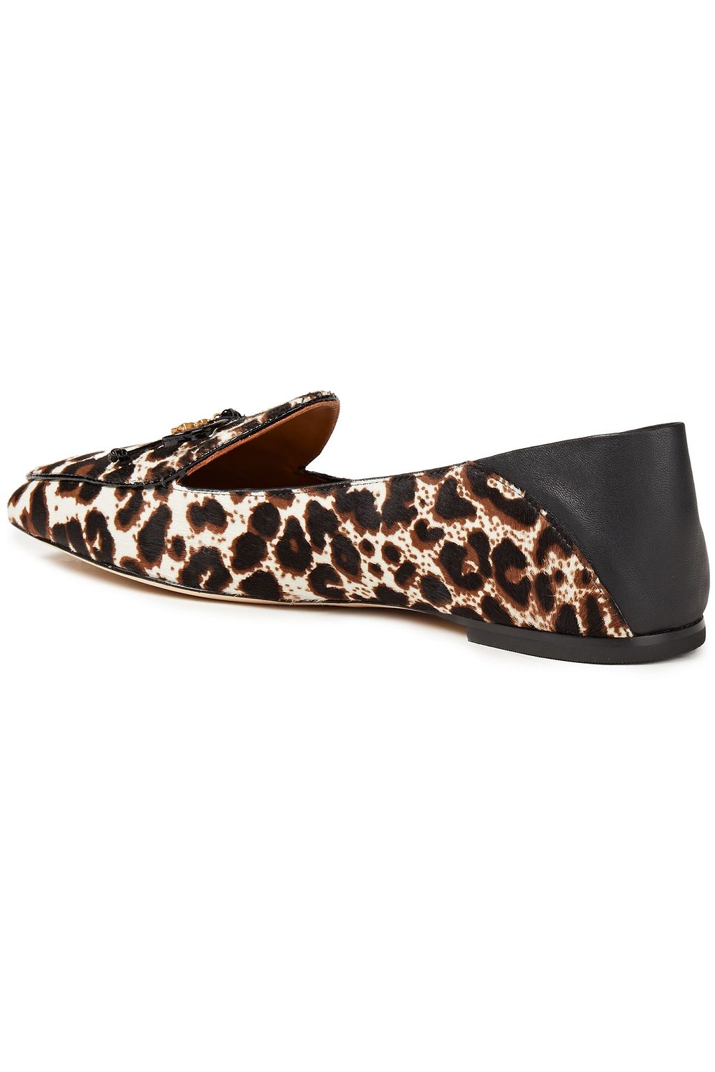 TORY BURCH Leopard-print calf hair collapsible-heel loafers