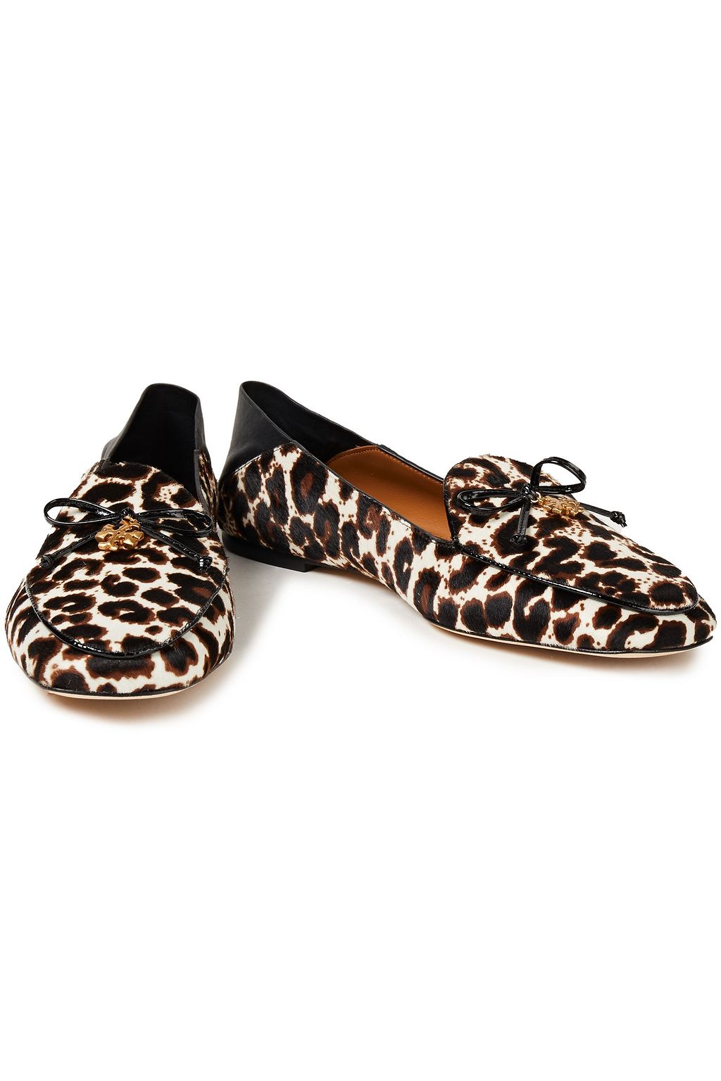 TORY BURCH Leopard-print calf hair collapsible-heel loafers