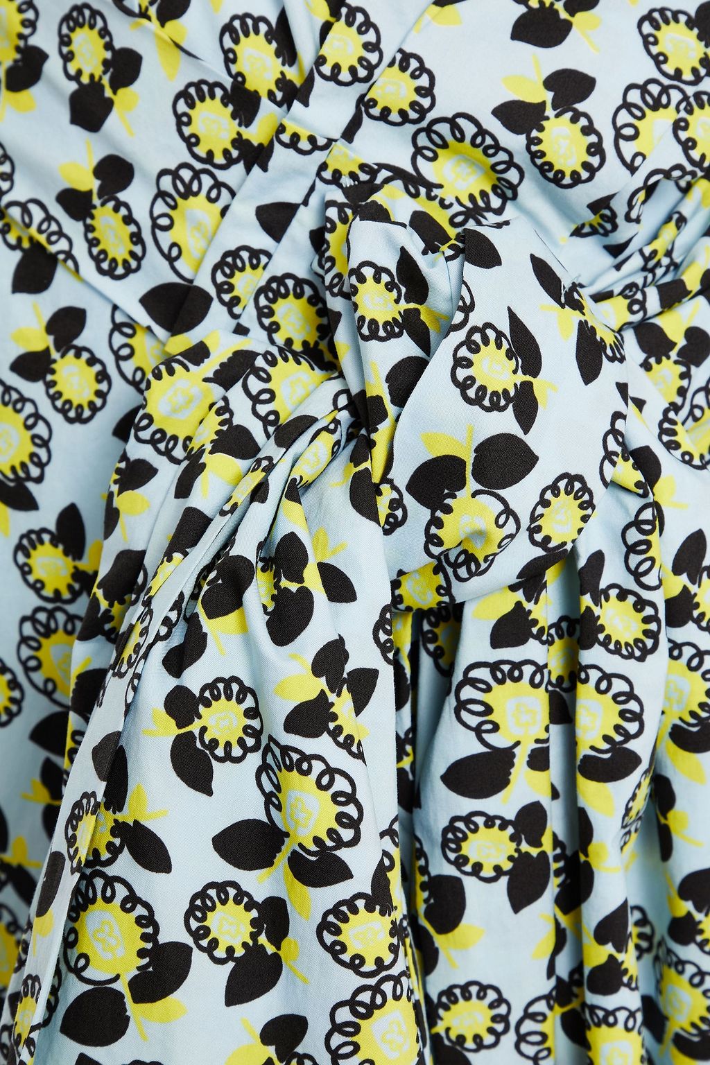 MARNI Knotted printed cotton and linen-blend midi skirt