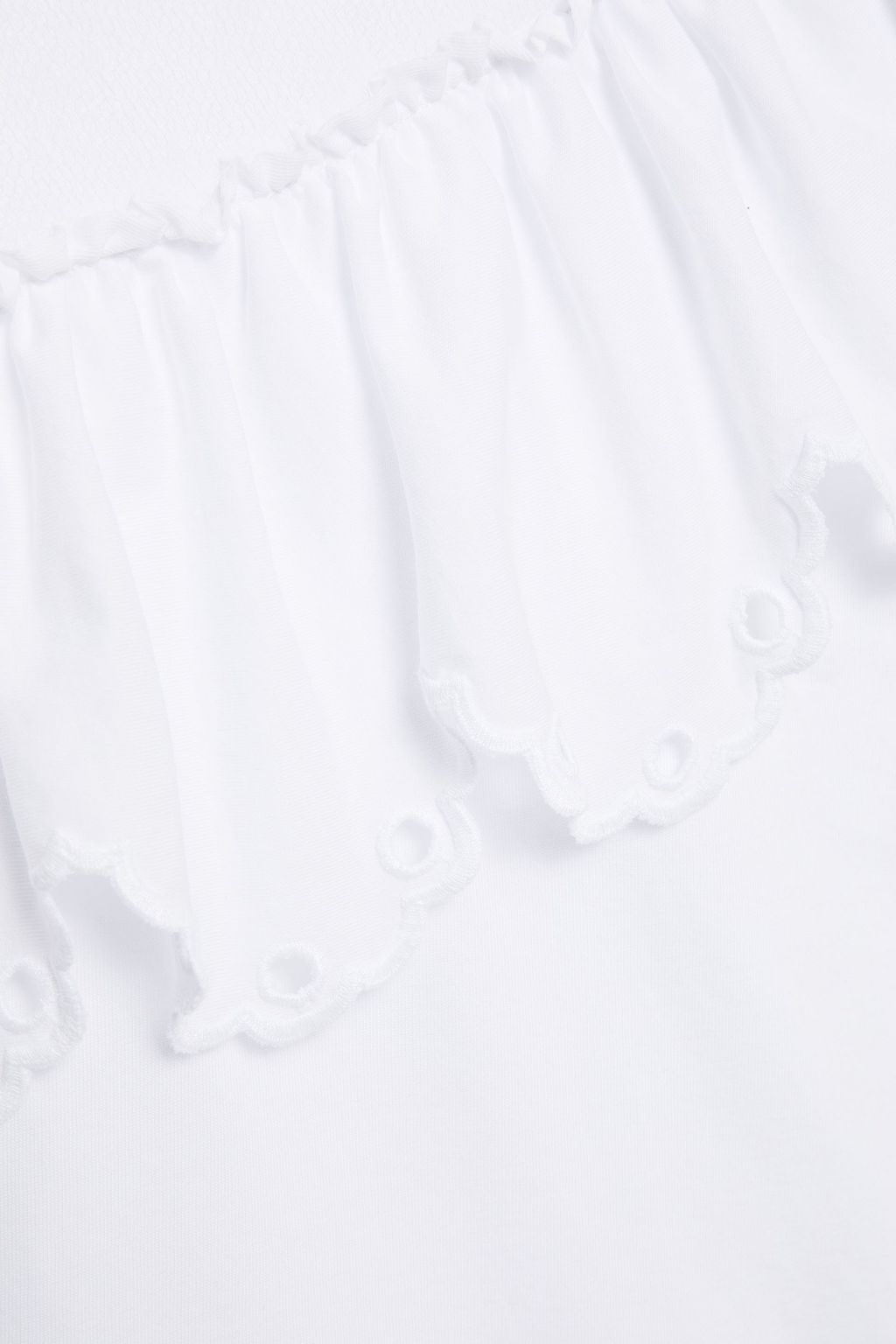 REDVALENTINO تيشيرت مكشكش من الجيرسي القطني مع أجزاء من قماش بوان ديسبري