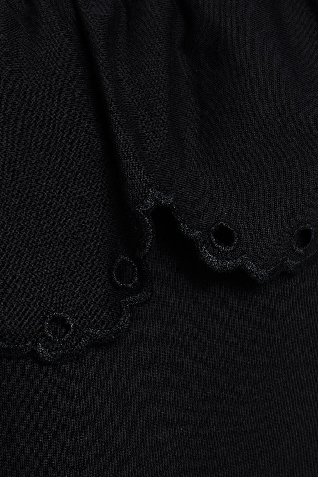 REDVALENTINO Ruffled point d'esprit paneled cotton-jersey T-shirt