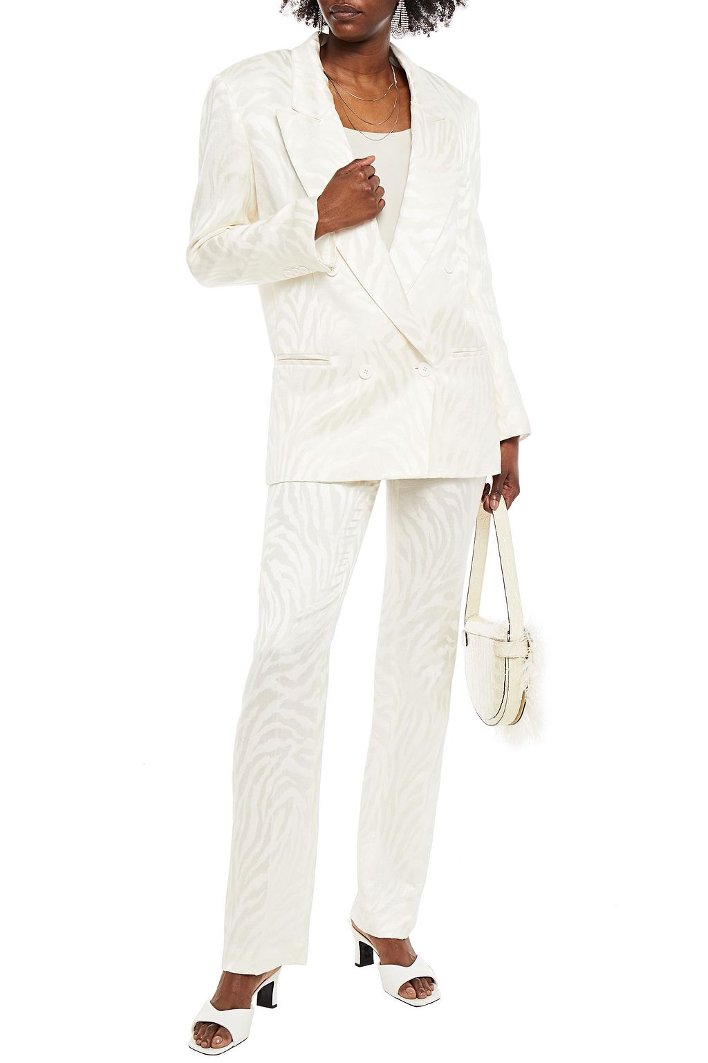 REDEMPTION Double-breasted cotton-blend jacquard blazer
