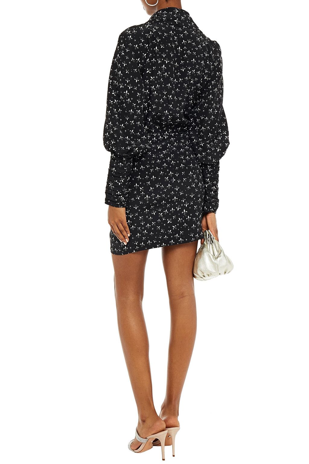 REDEMPTION Wrap-effect printed silk crepe de chine mini dress