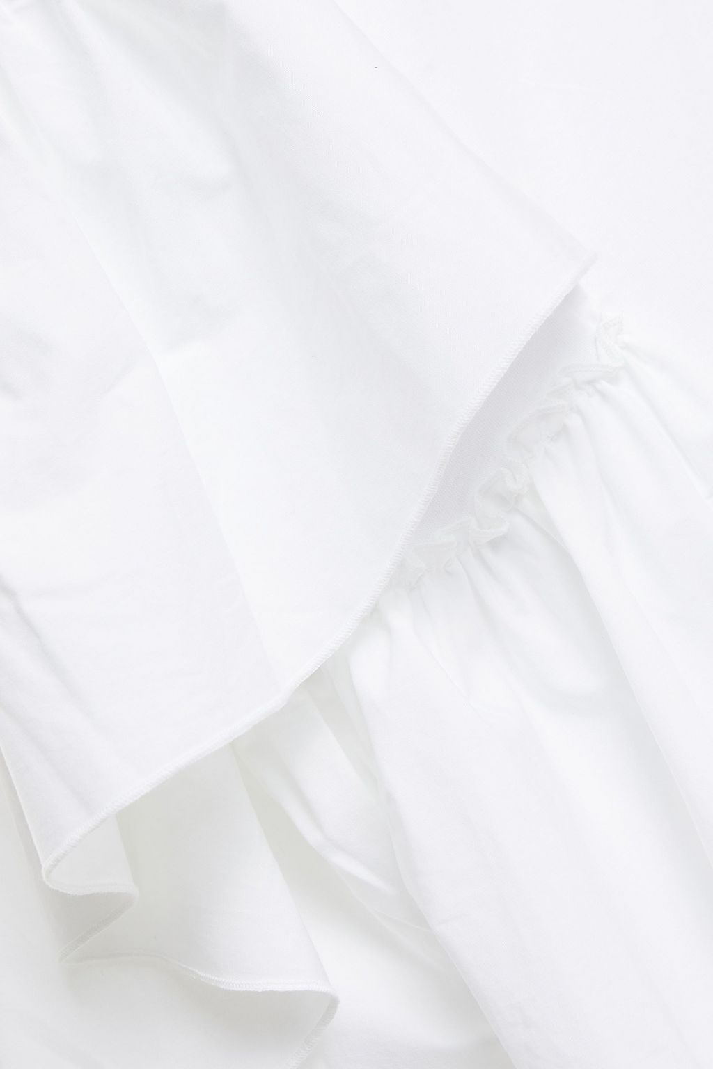 REDVALENTINO Ruffled cotton-poplin and jersey top