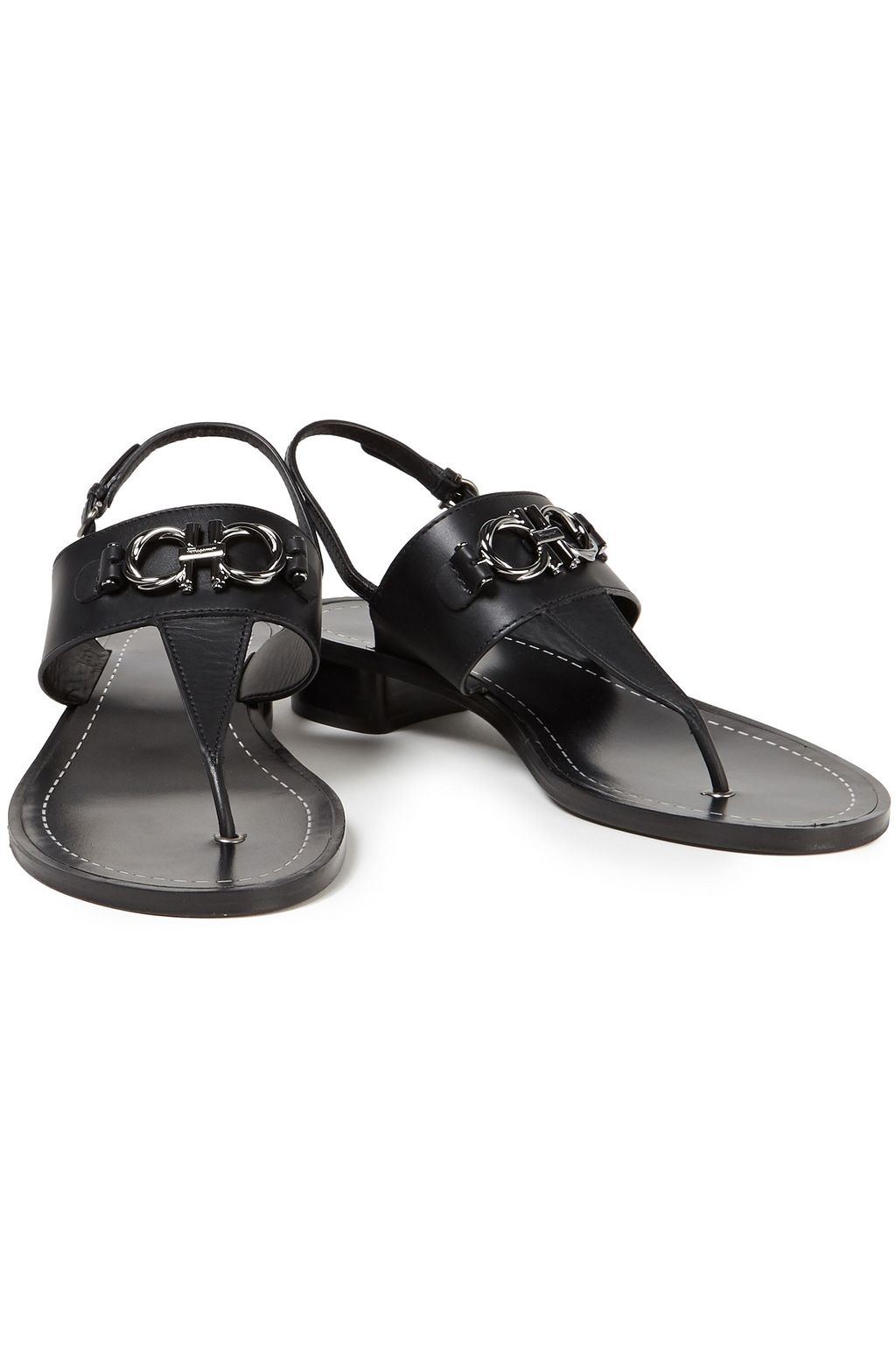 FERRAGAMO Roche embellished leather slingback sandals