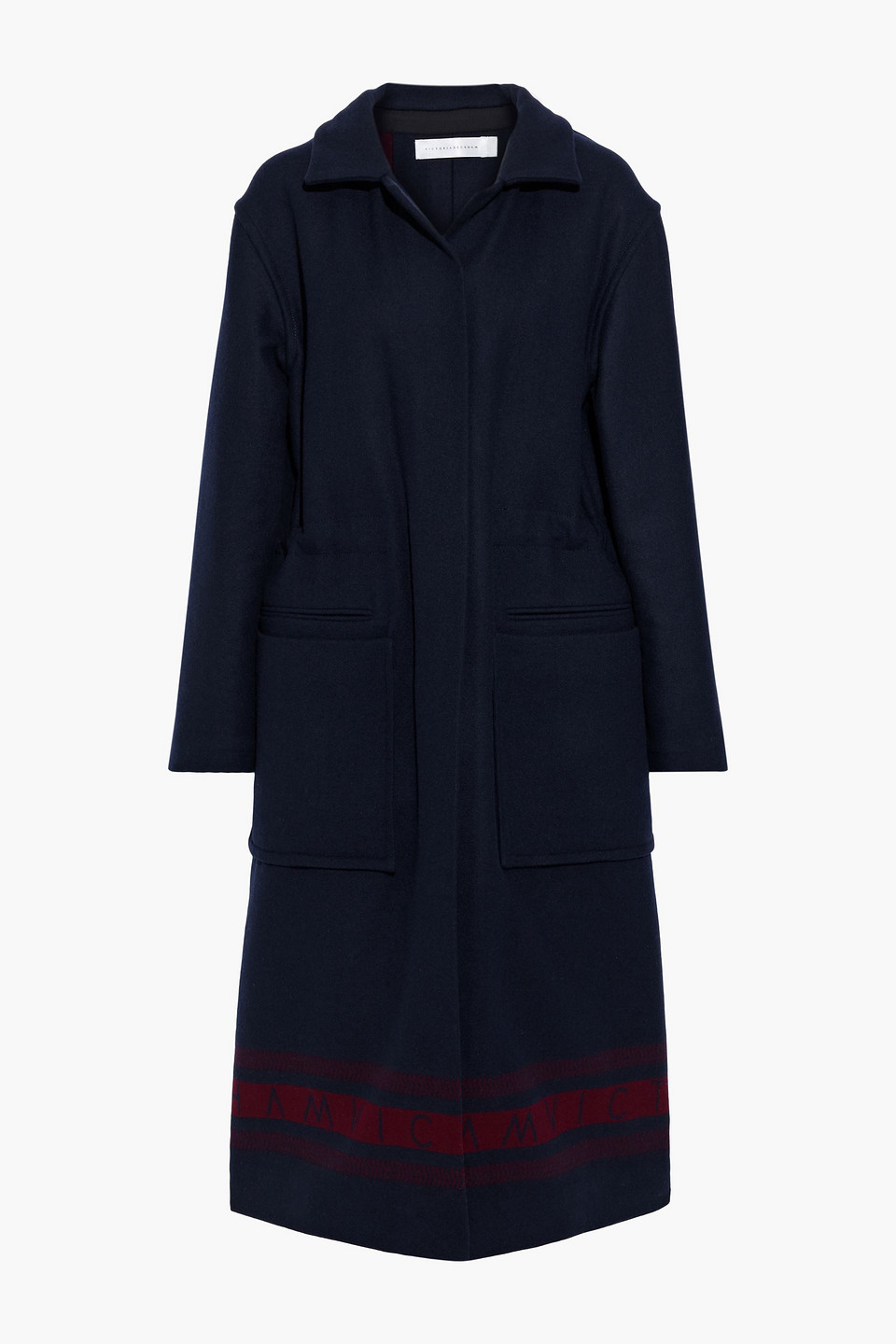 victoria beckham - split-back wool-jacquard coat - blue - uk 8