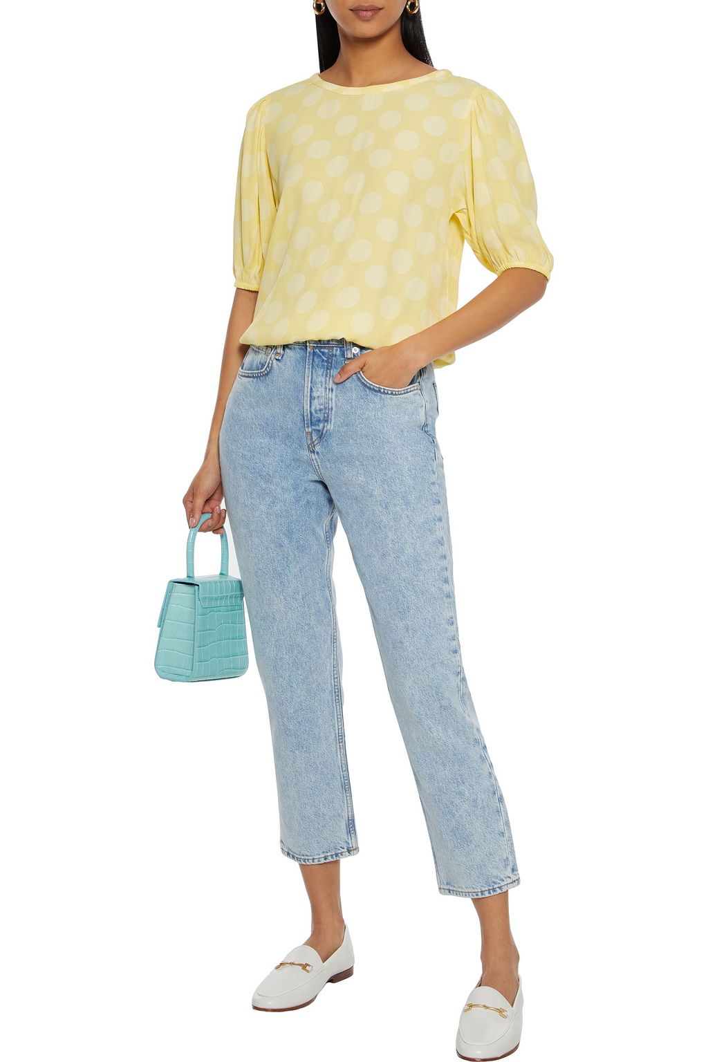 AMERICAN VINTAGE Gathered polka-dot twill blouse