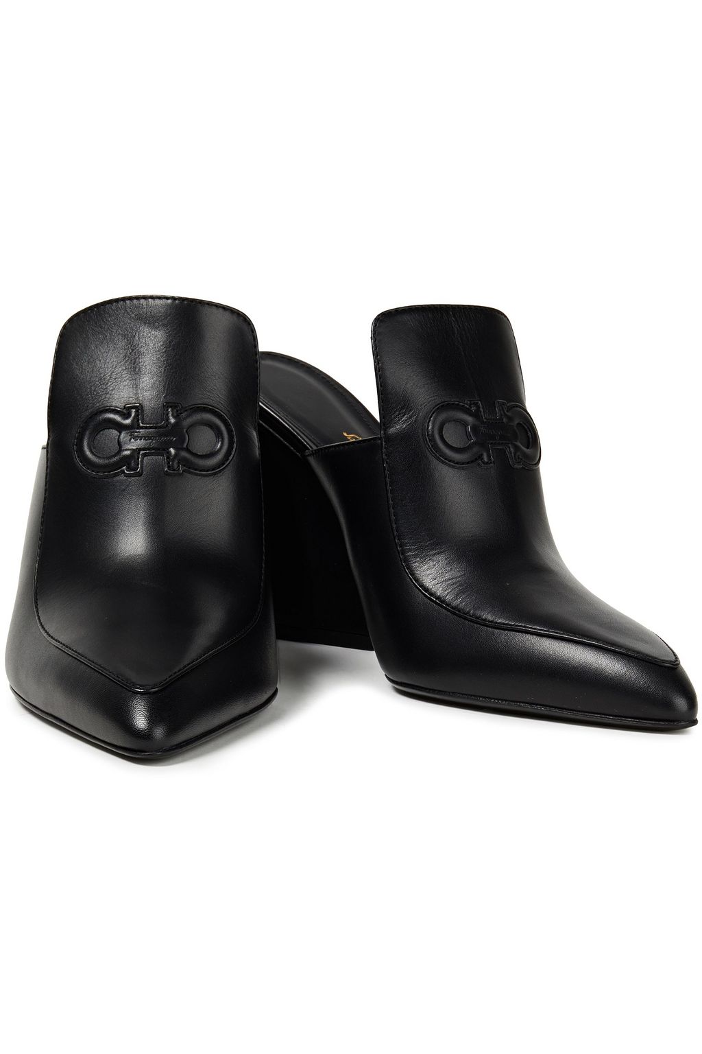 FERRAGAMO エンボス加工 レザー ミュール