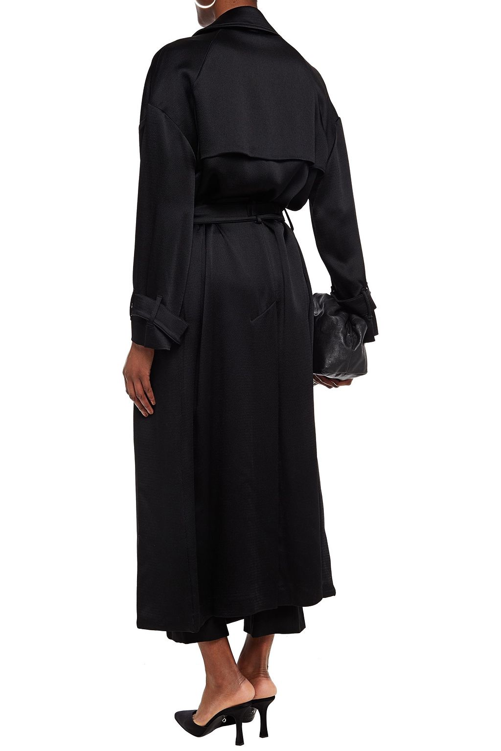 REDEMPTION Belted hammered-satin trench coat
