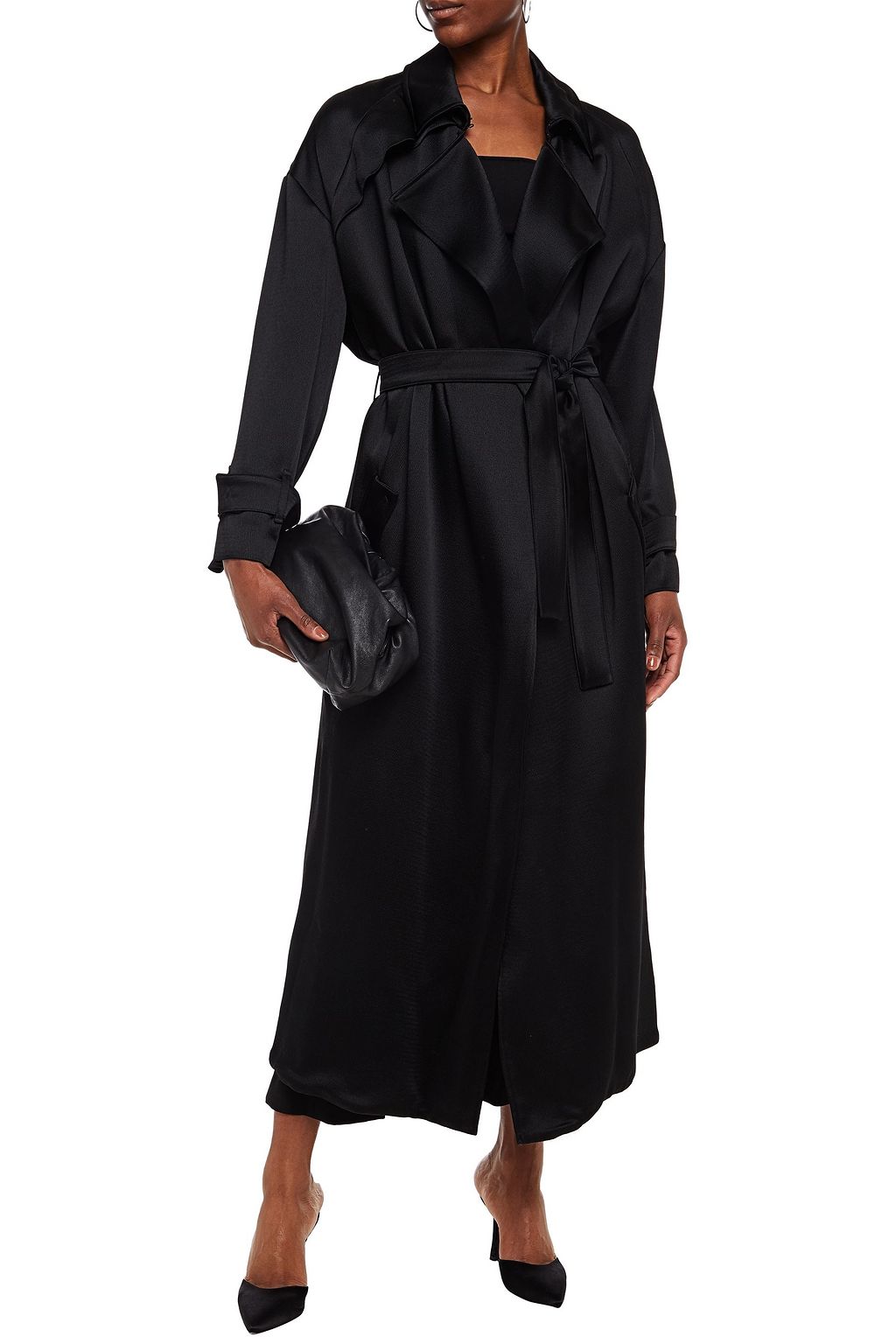 REDEMPTION Belted hammered-satin trench coat