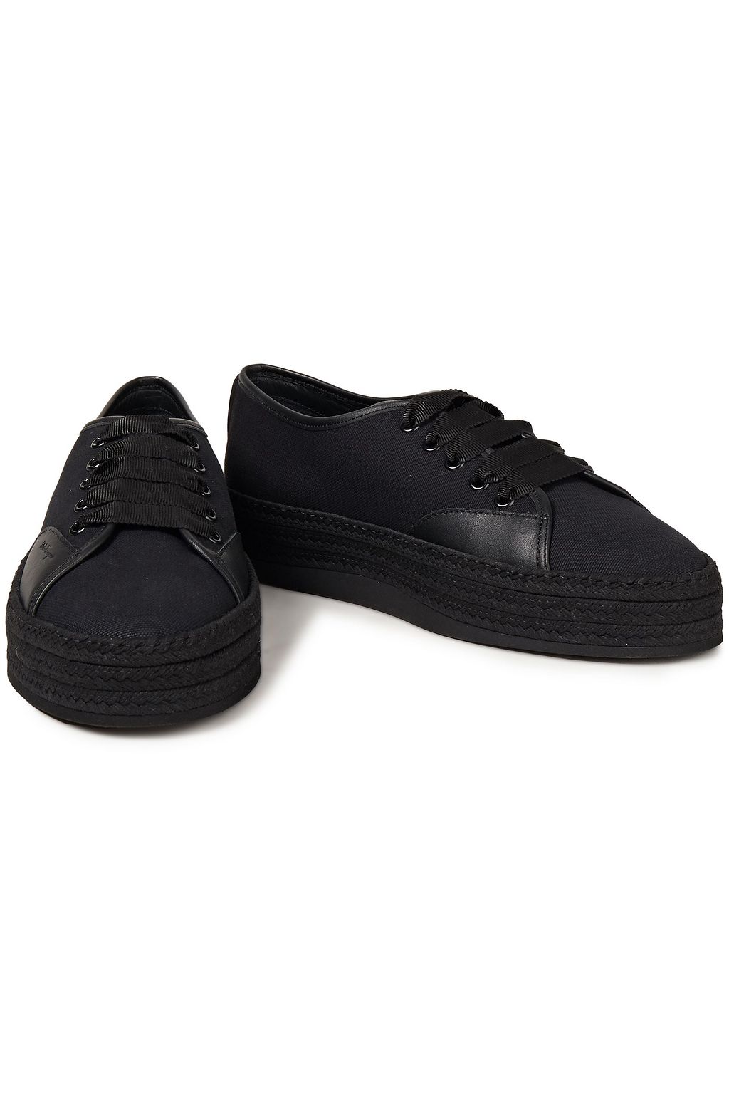 FERRAGAMO Leather-trimmed canvas platform espadrille sneakers
