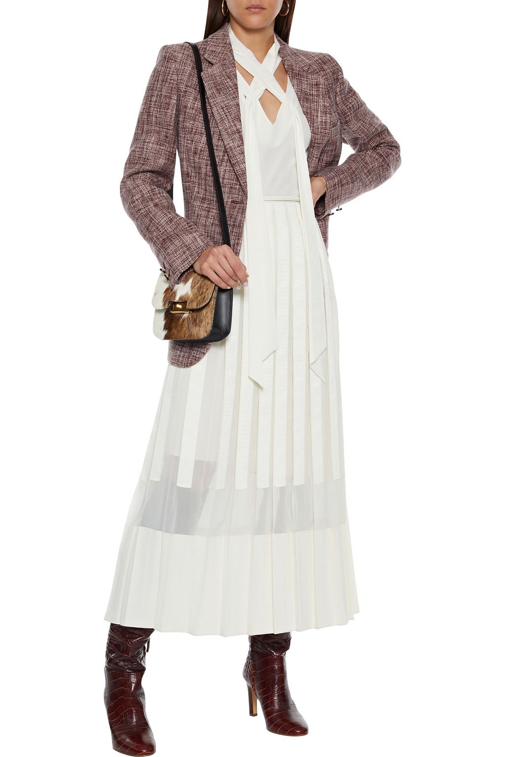 VICTORIA BECKHAM Linen-blend tweed blazer