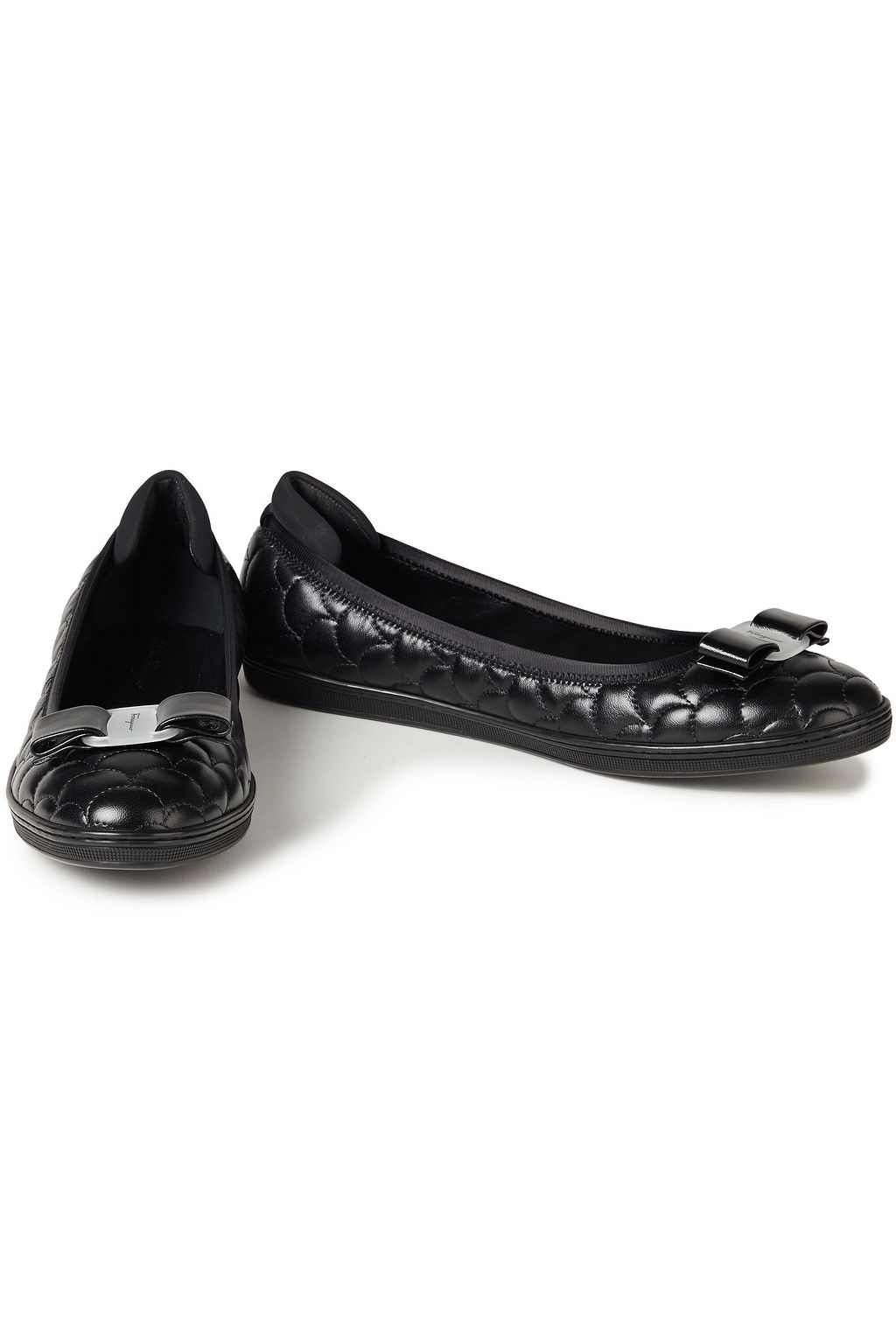 FERRAGAMO Savina bow-embellished quilted leather ballet flats