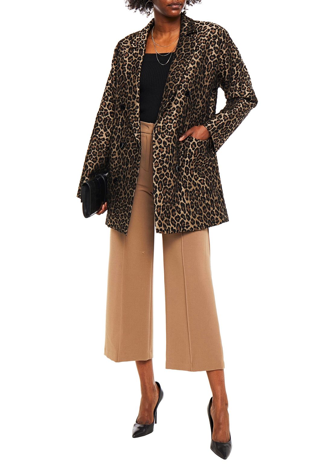 REDEMPTION Double-breasted leopard-jacquard blazer