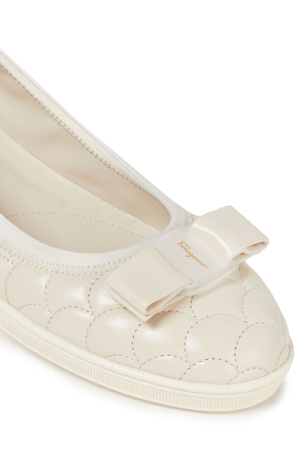 FERRAGAMO Savina bow-embellished quilted leather ballet flats