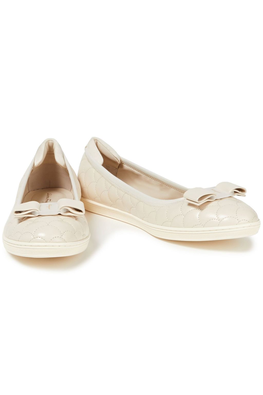 FERRAGAMO Savina bow-embellished quilted leather ballet flats