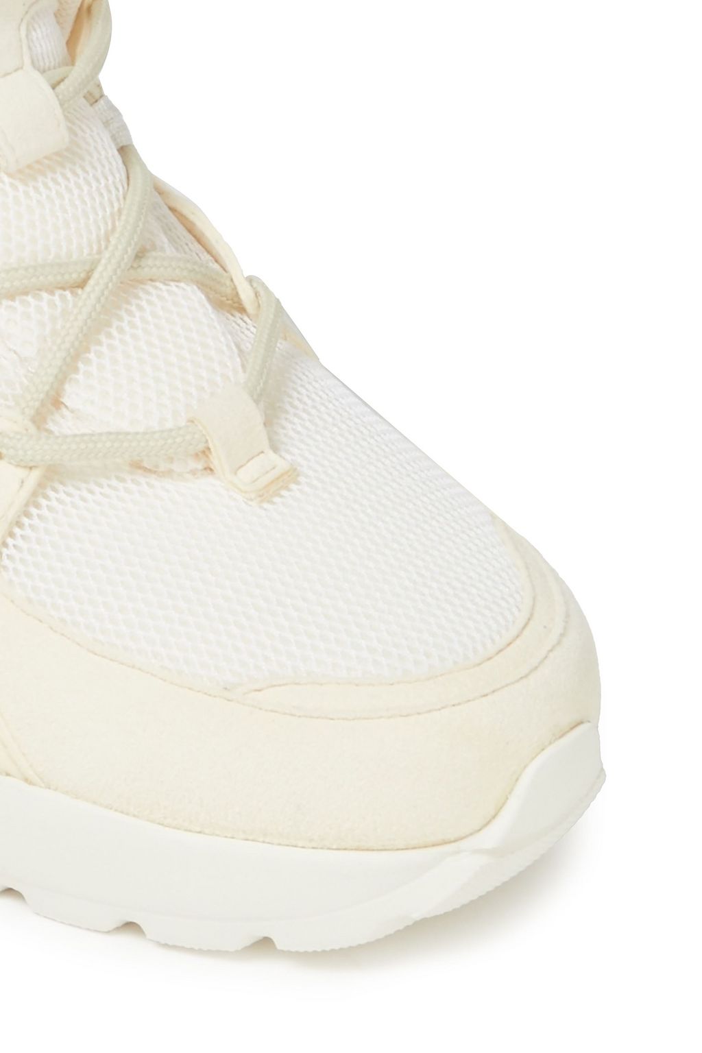 FERRAGAMO Skylar patent leather-trimmed suede and mesh sneakers
