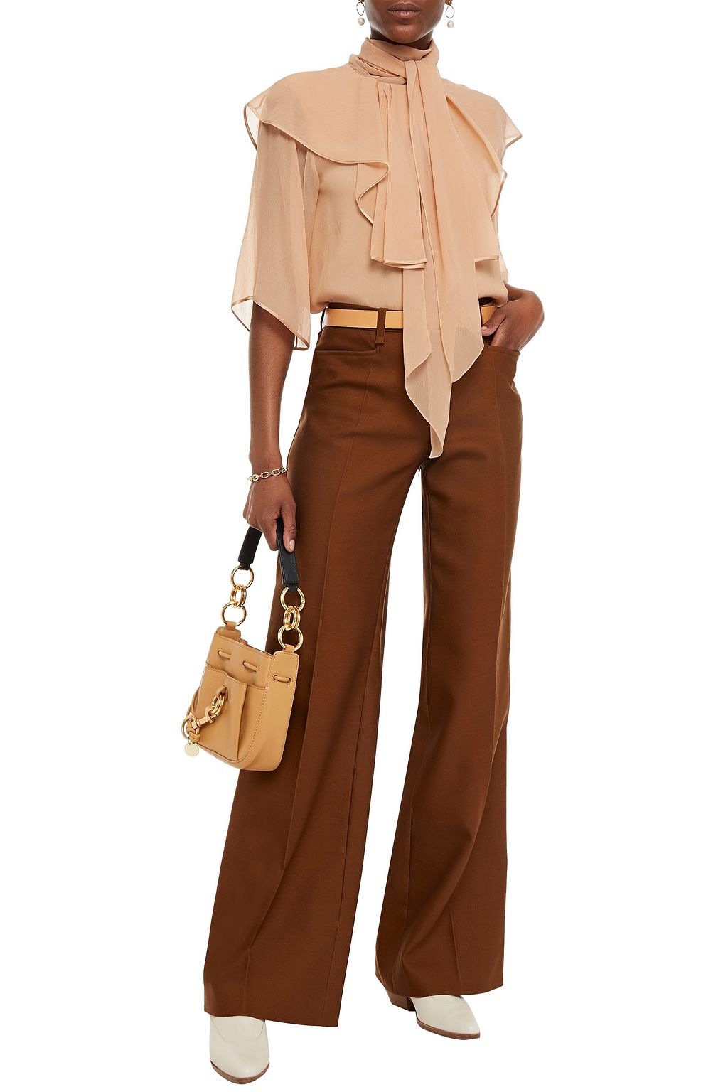 CHLOÉ Wool-blend twill flared pants