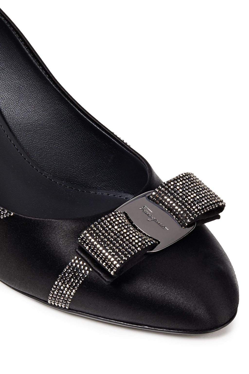FERRAGAMO Carla embellished satin pumps