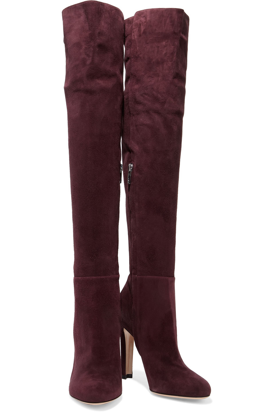 burgundy suede over the knee boots