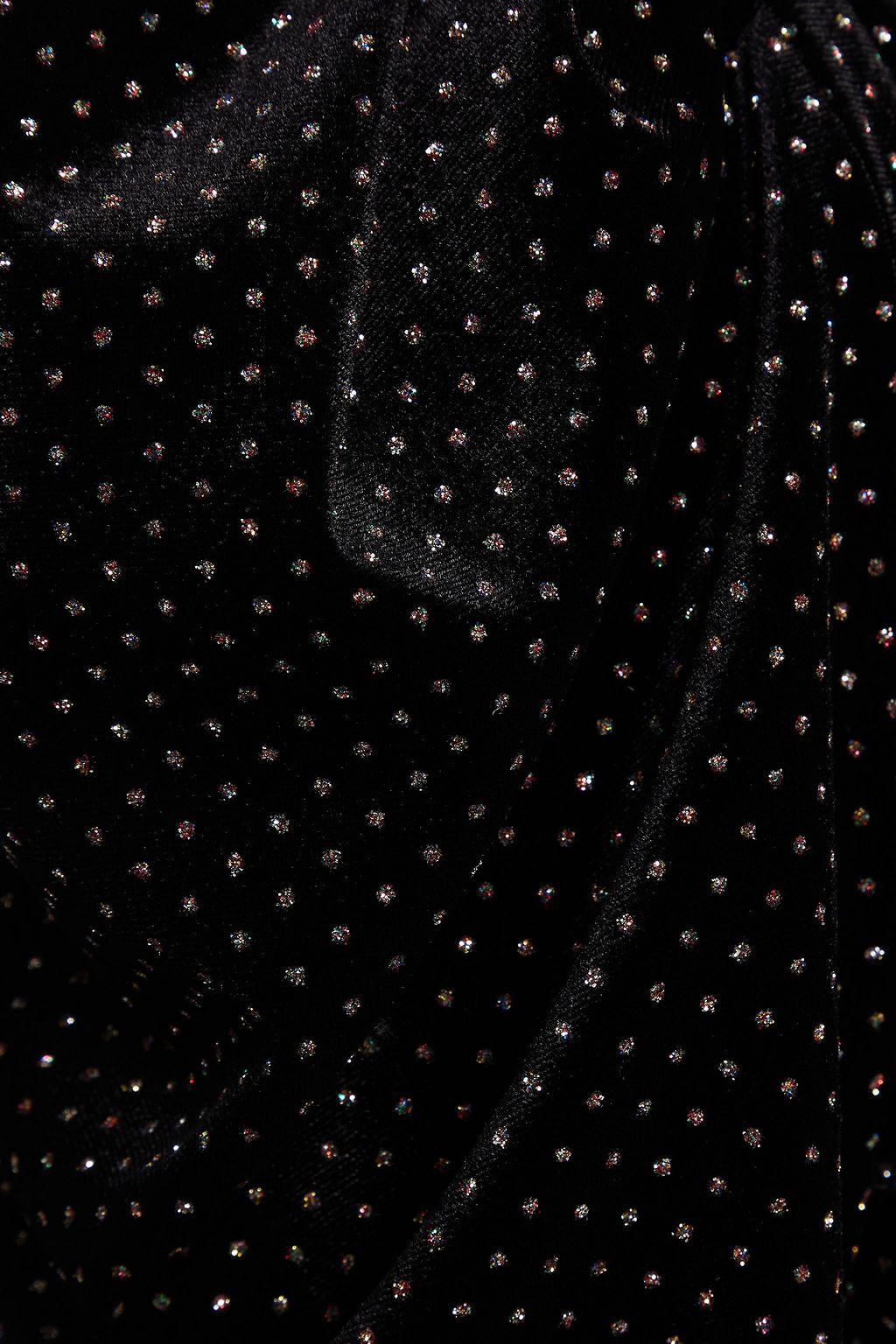 REDEMPTION Point d'esprit-paneled glittered stretch-velvet mini dress