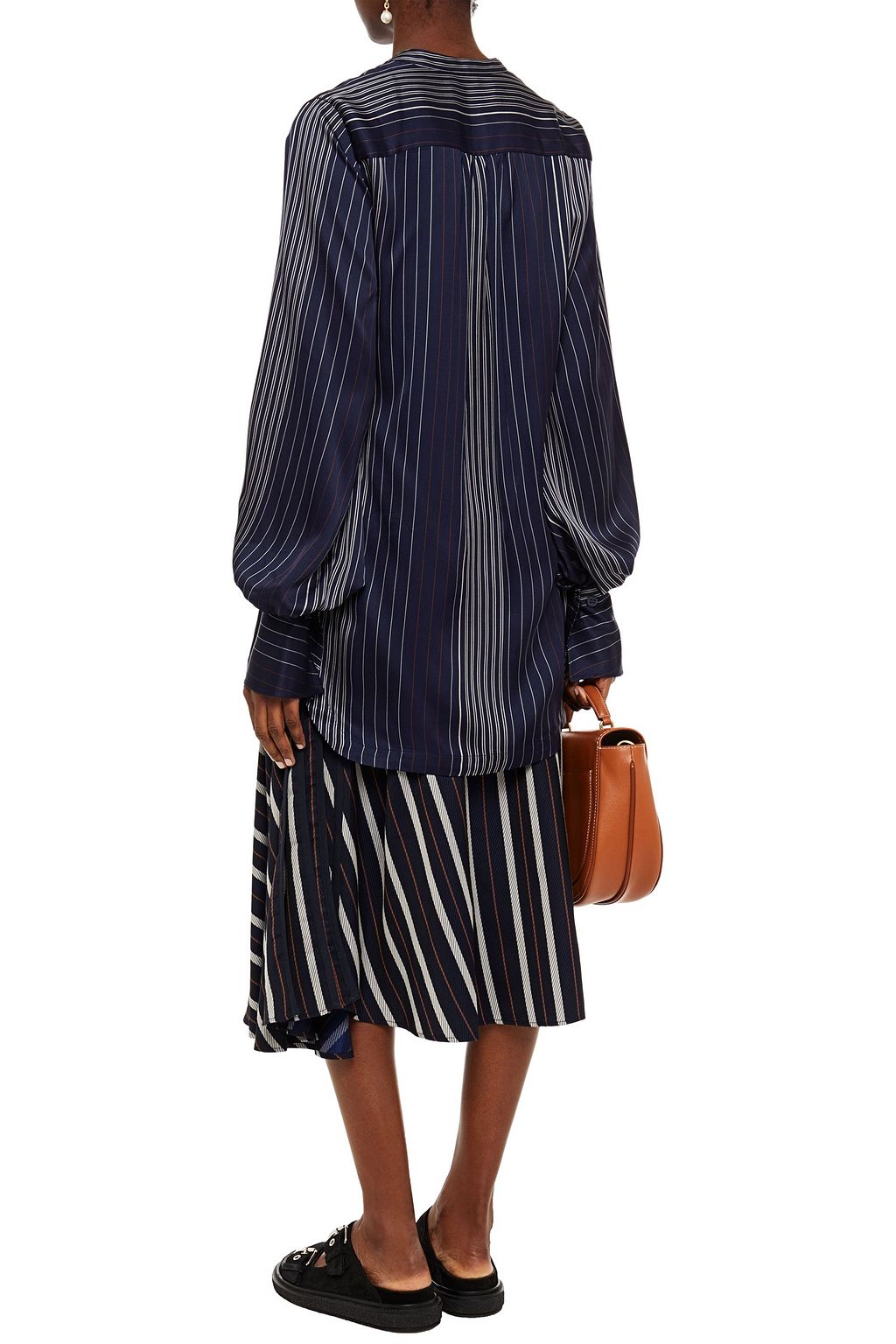 PALMER//HARDING Striped satin-jacquard shirt
