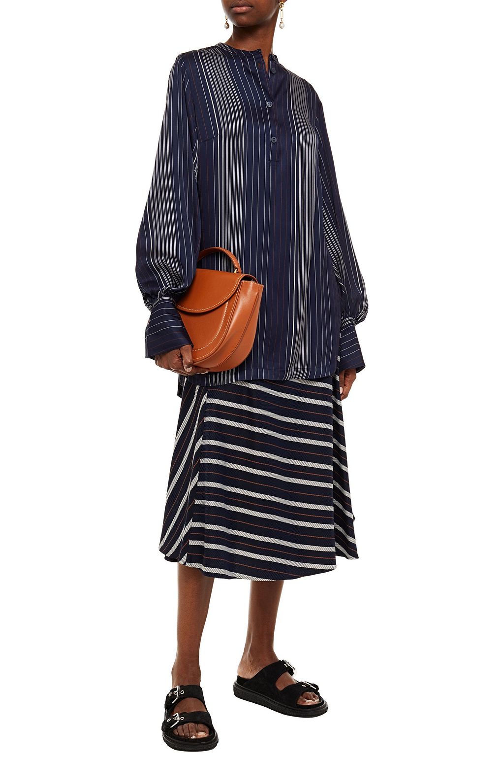 PALMER//HARDING Striped satin-jacquard shirt