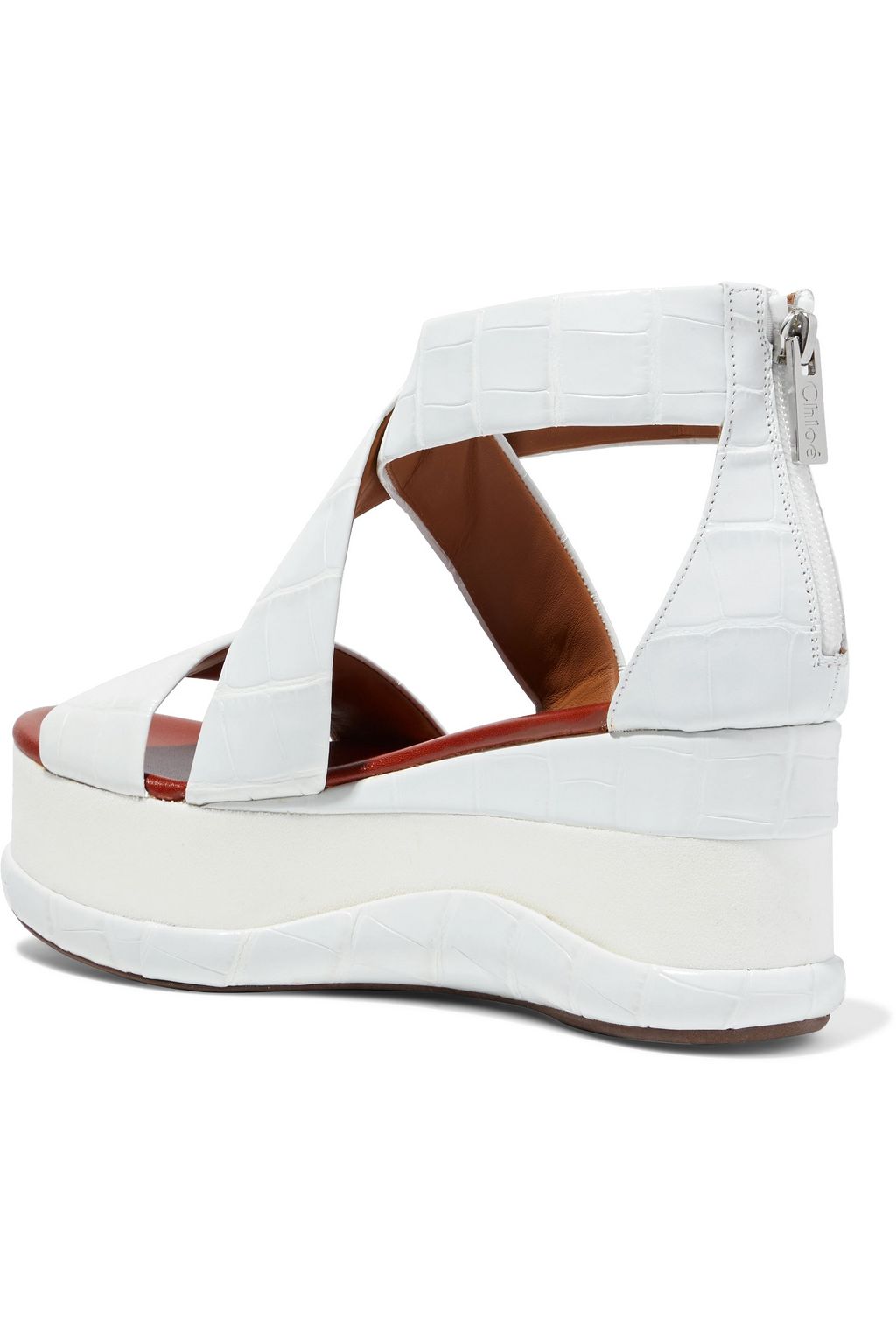 CHLOÉ Croc-effect leather platform sandals