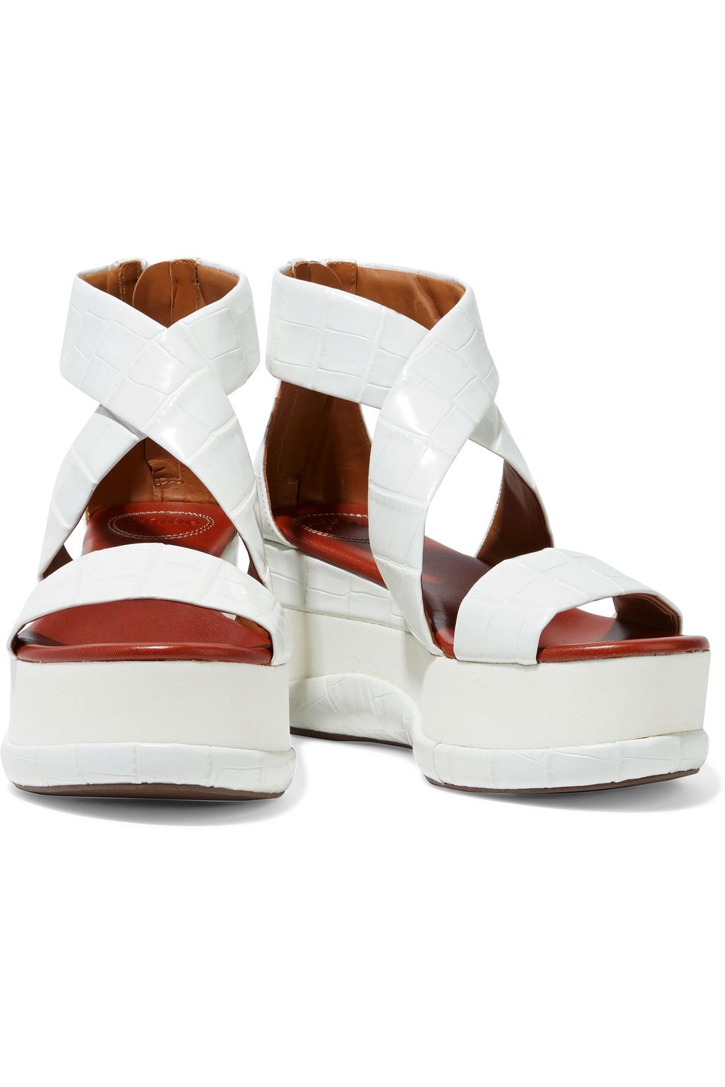 CHLOÉ Croc-effect leather platform sandals