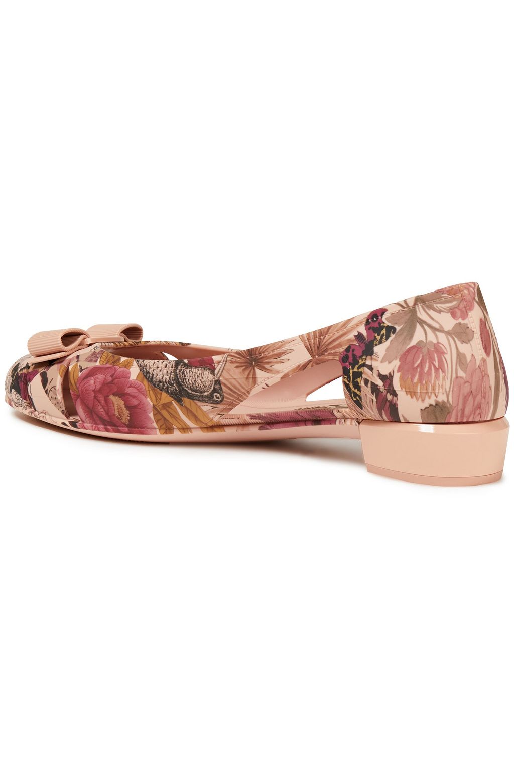 FERRAGAMO Vara Jelly bow-embellished printed rubber ballet flats