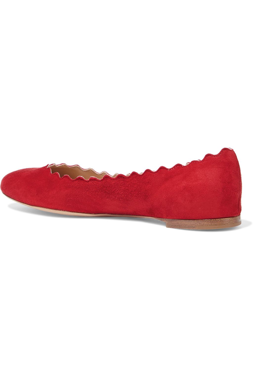 CHLOÉ Lauren scalloped suede ballet flats