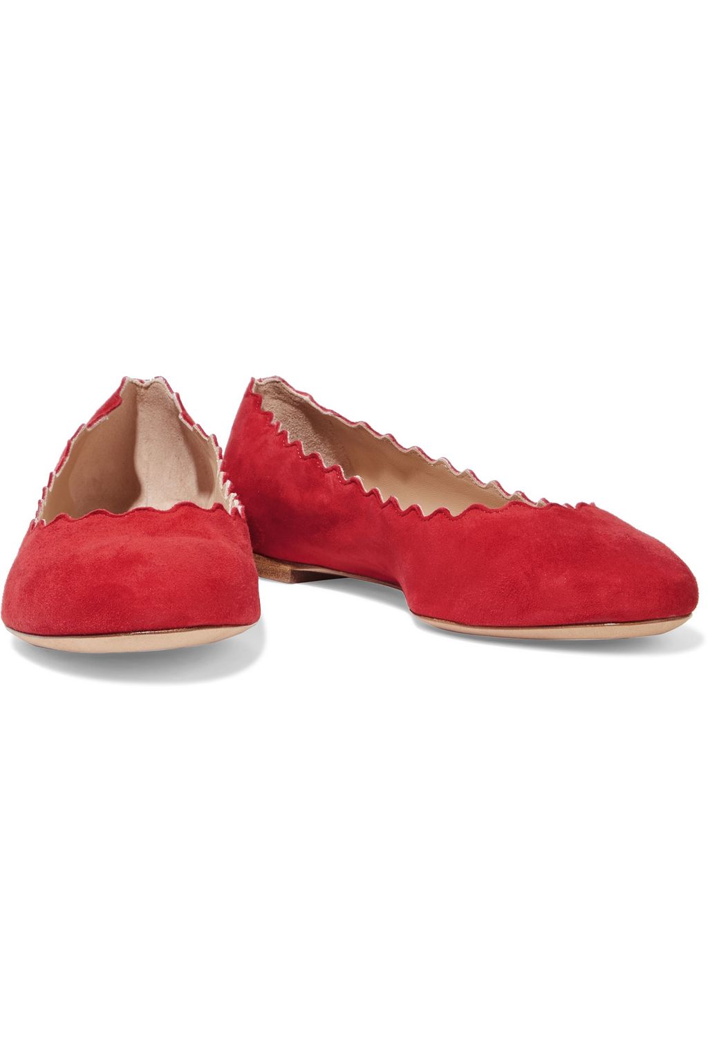 CHLOÉ Lauren scalloped suede ballet flats