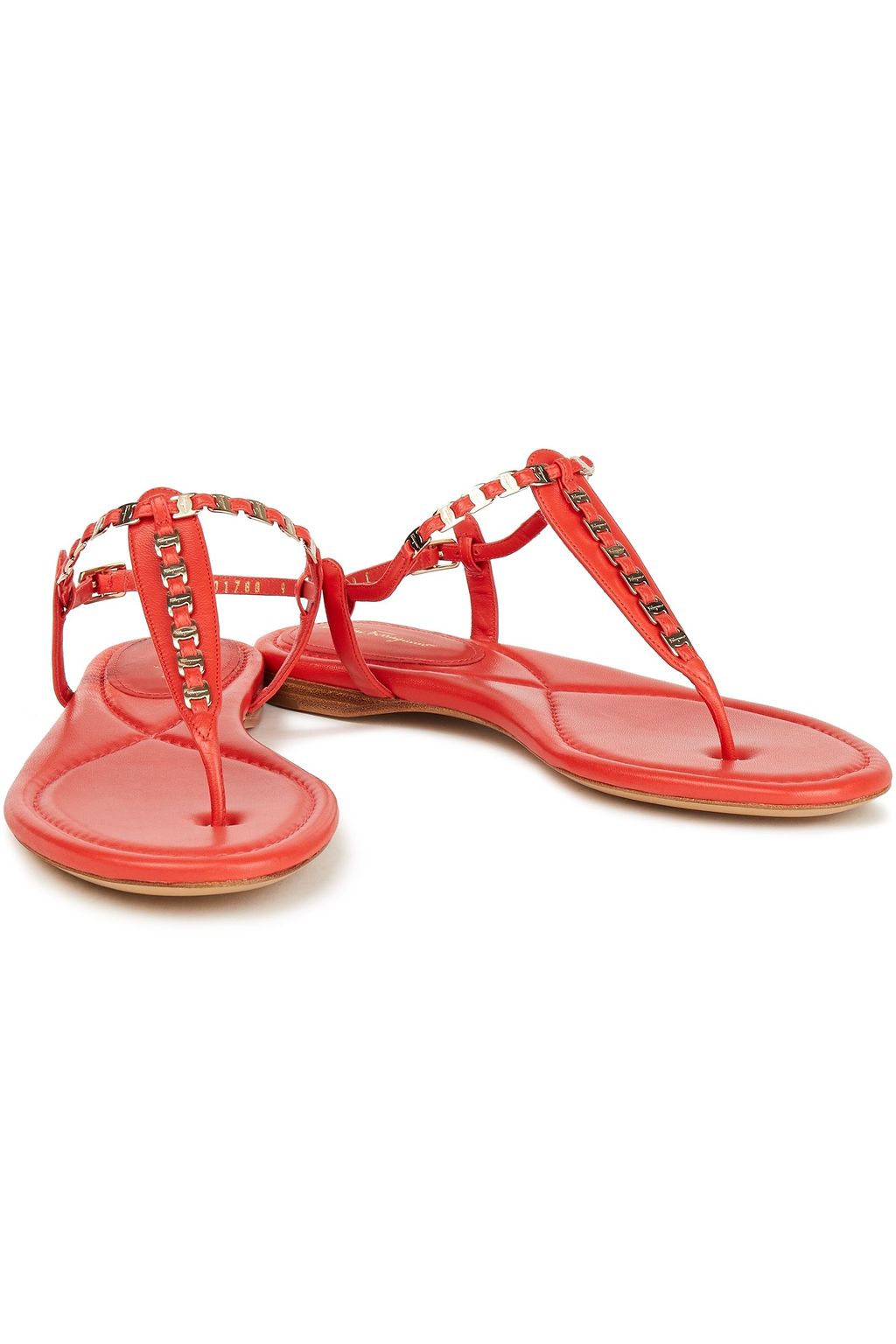 FERRAGAMO Tahiti chain-trimmed leather sandals
