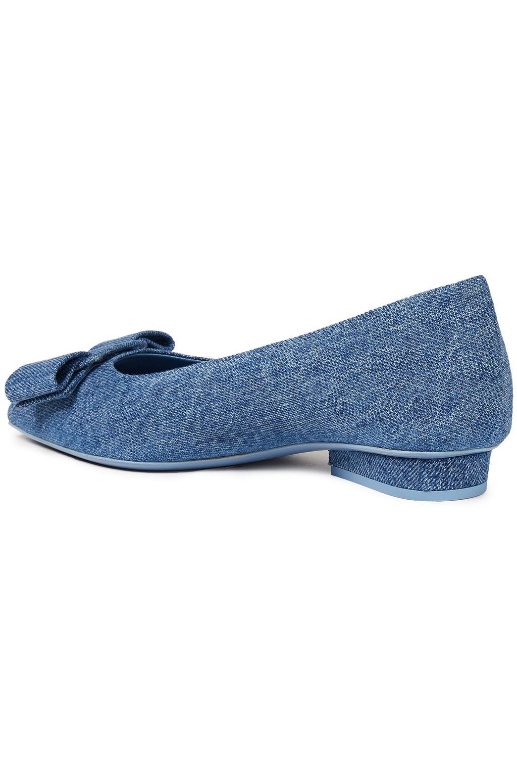 FERRAGAMO Viva bow-embellished denim point-toe flats