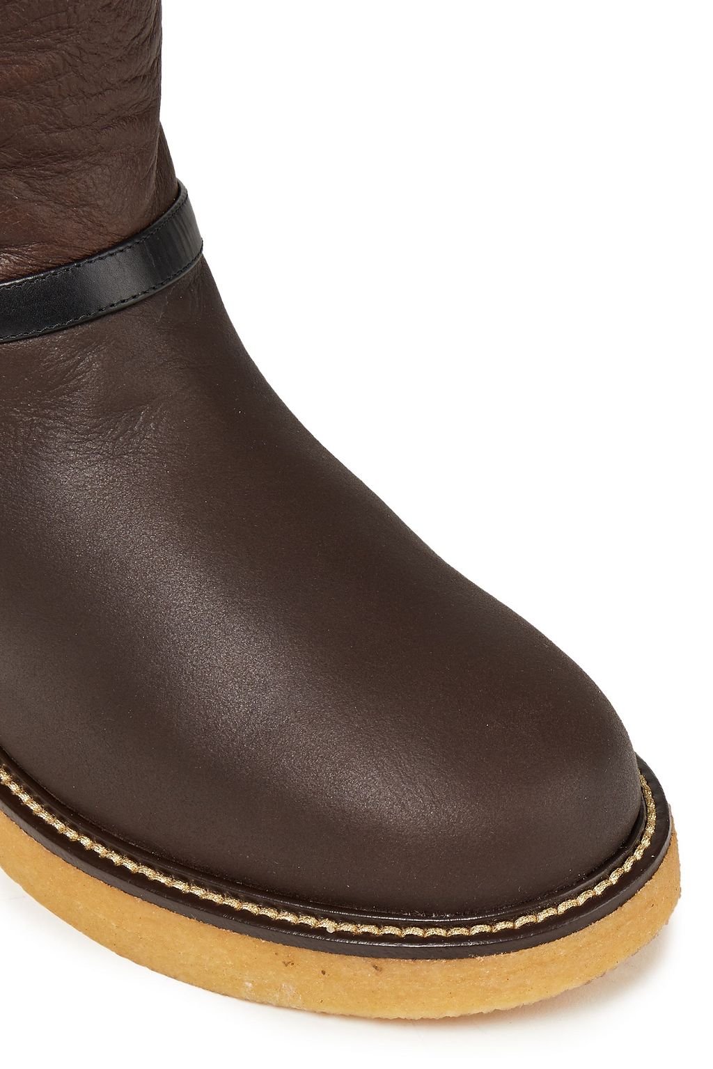 FERRAGAMO Cinisi leather-trimmed shearling ankle boots