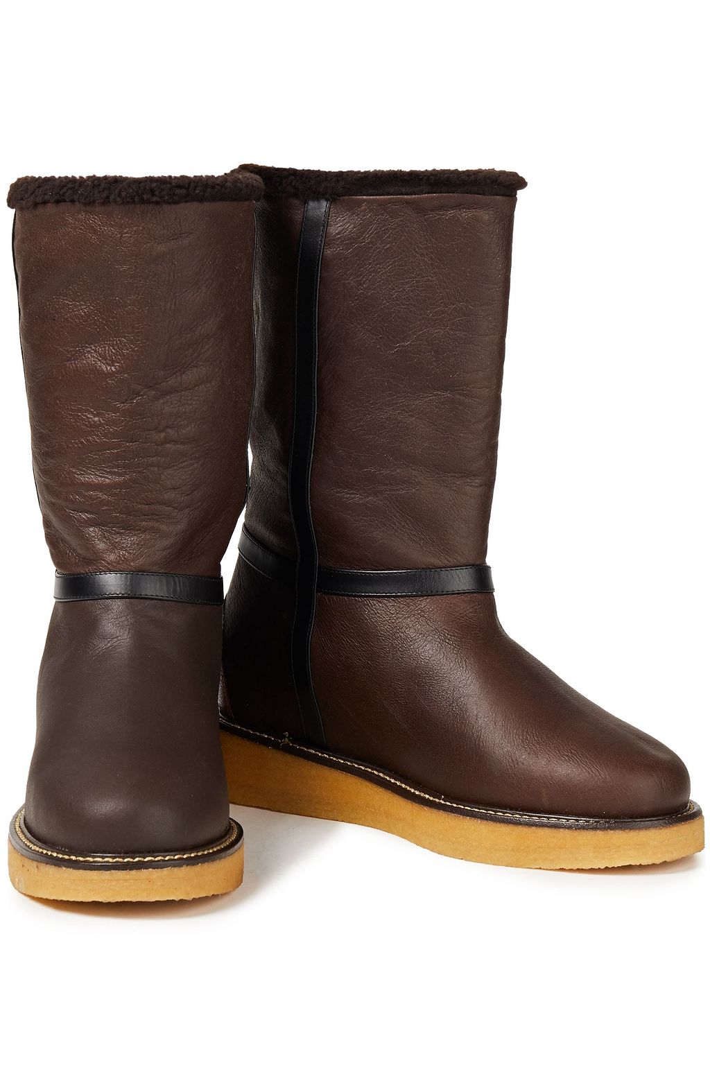 FERRAGAMO Cinisi leather-trimmed shearling ankle boots