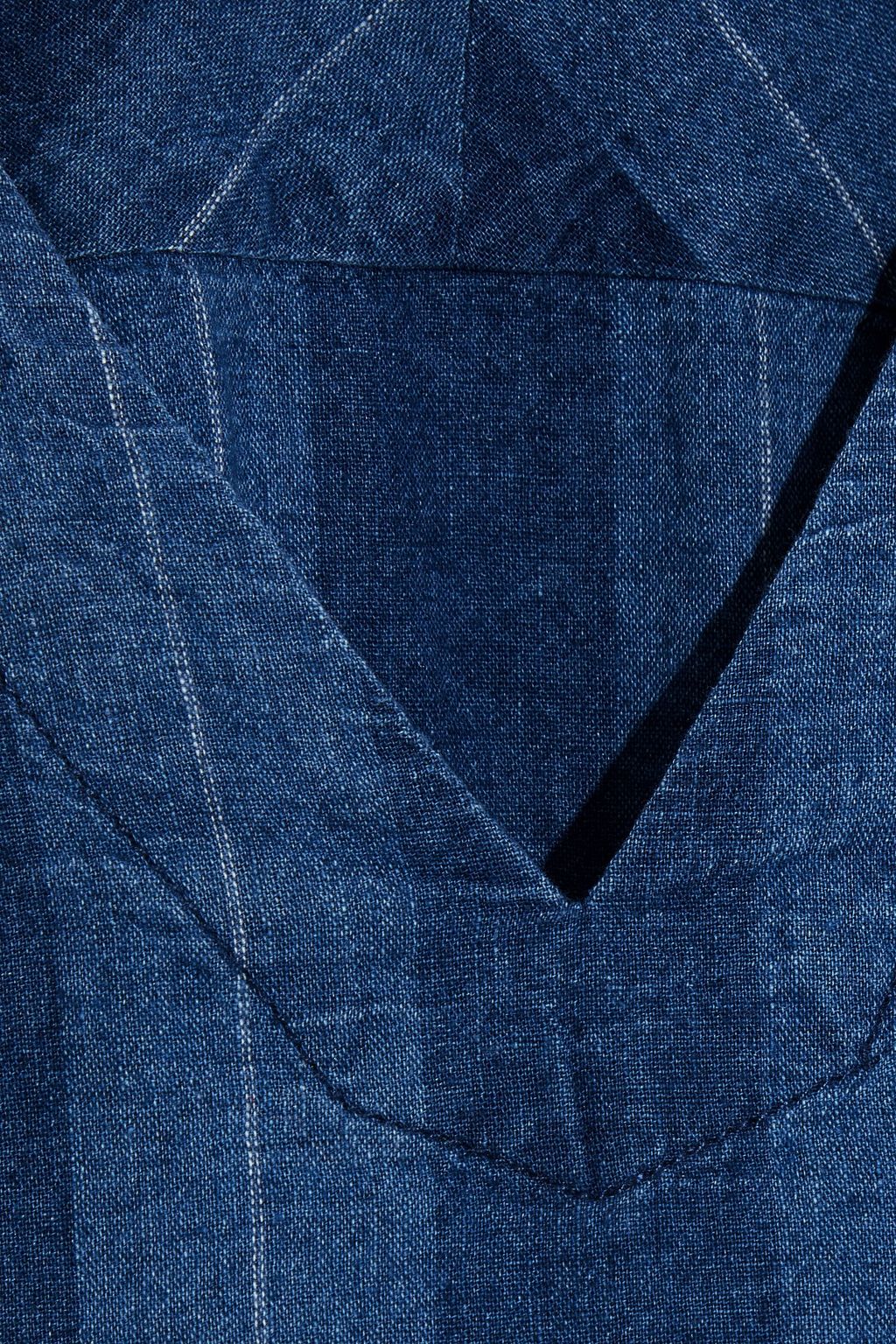 JOIE Theola striped linen and cotton-blend chambray top