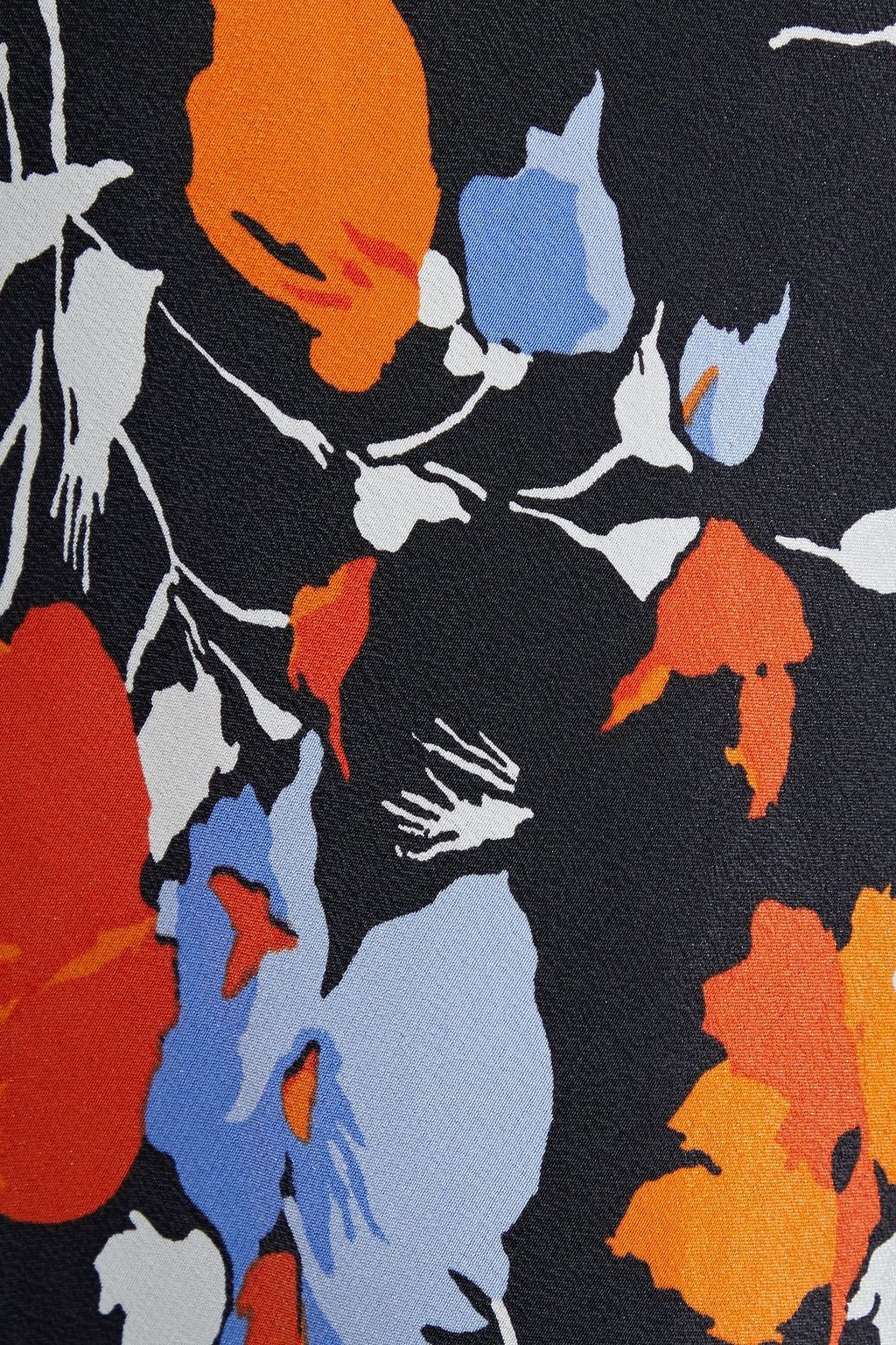 JOIE Brystal fluted floral-print silk crepe de chine midi skirt
