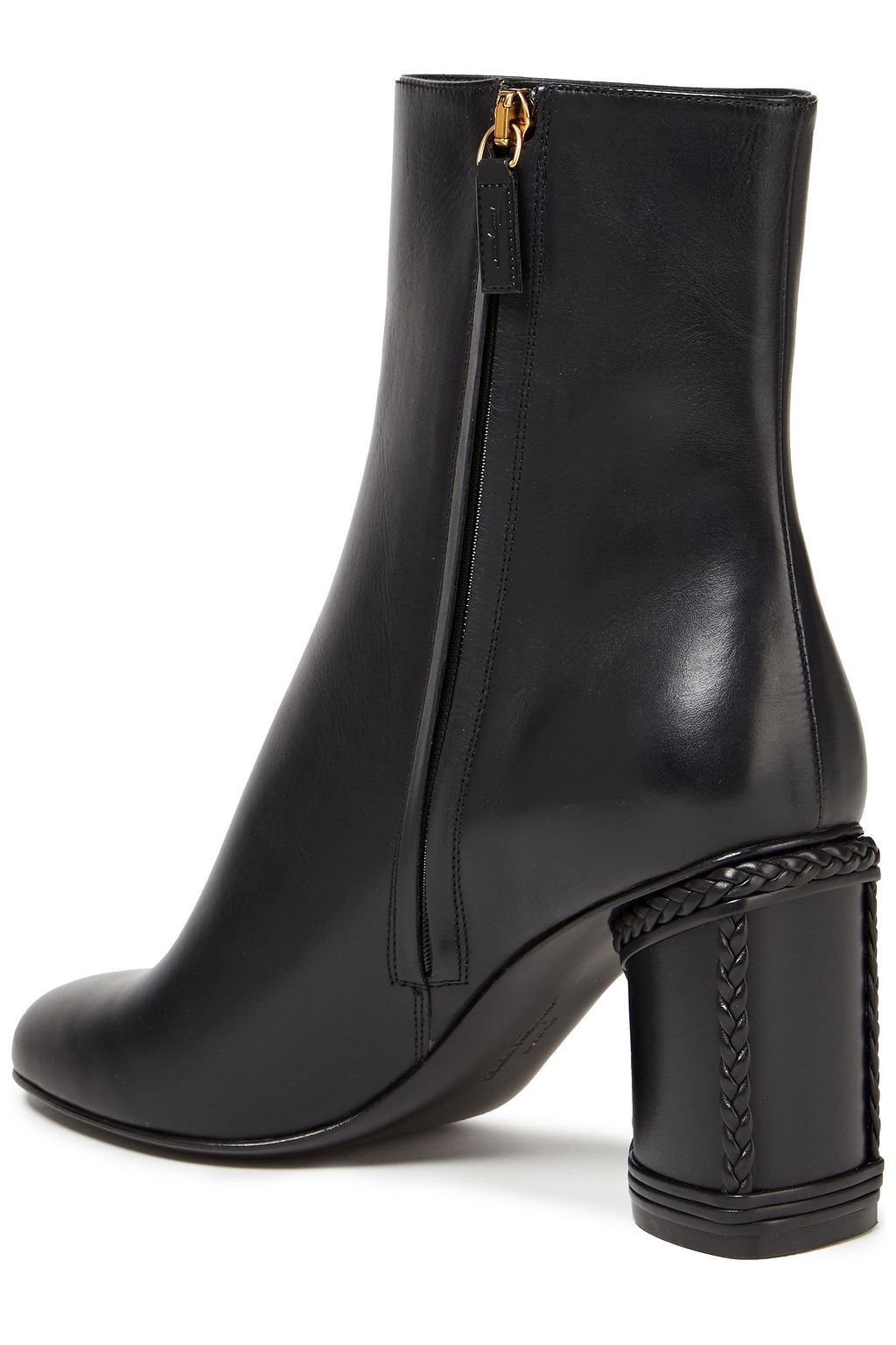 FERRAGAMO Braid-trimmed leather ankle boots