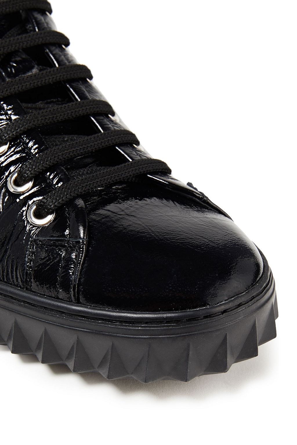 FERRAGAMO Cube 2 crinkled patent-leather sneakers