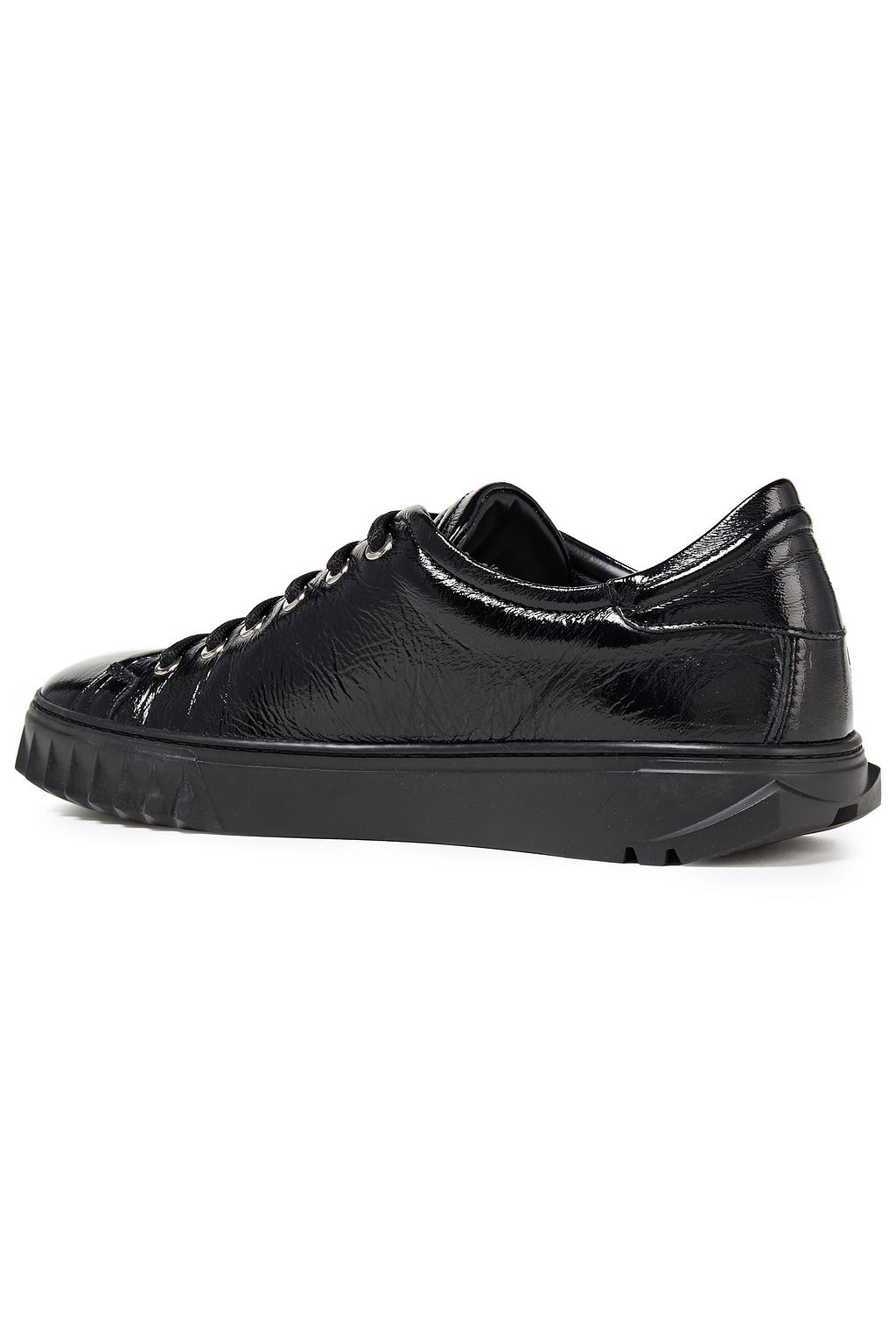 FERRAGAMO Cube 2 crinkled patent-leather sneakers