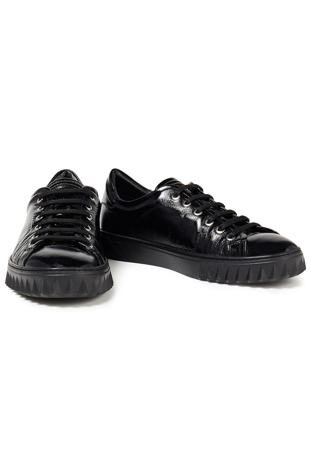 FERRAGAMO Cube 2 crinkled patent-leather sneakers