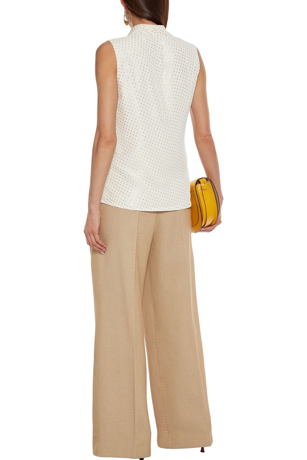 VICTORIA BECKHAM Layered metallic fil coupé silk-blend top