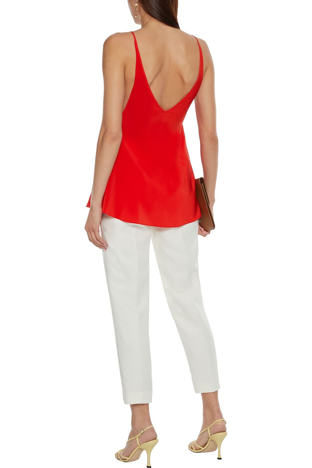 VICTORIA BECKHAM Draped lace-trimmed silk crepe de chine camisole