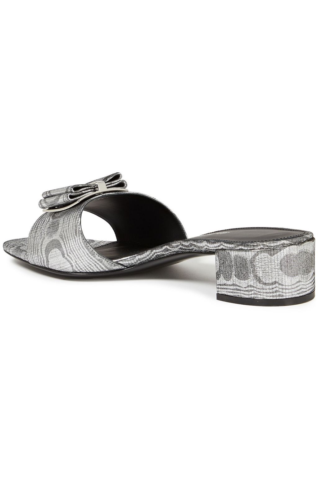 FERRAGAMO Zefir bow-embellished metallic coated suede mules