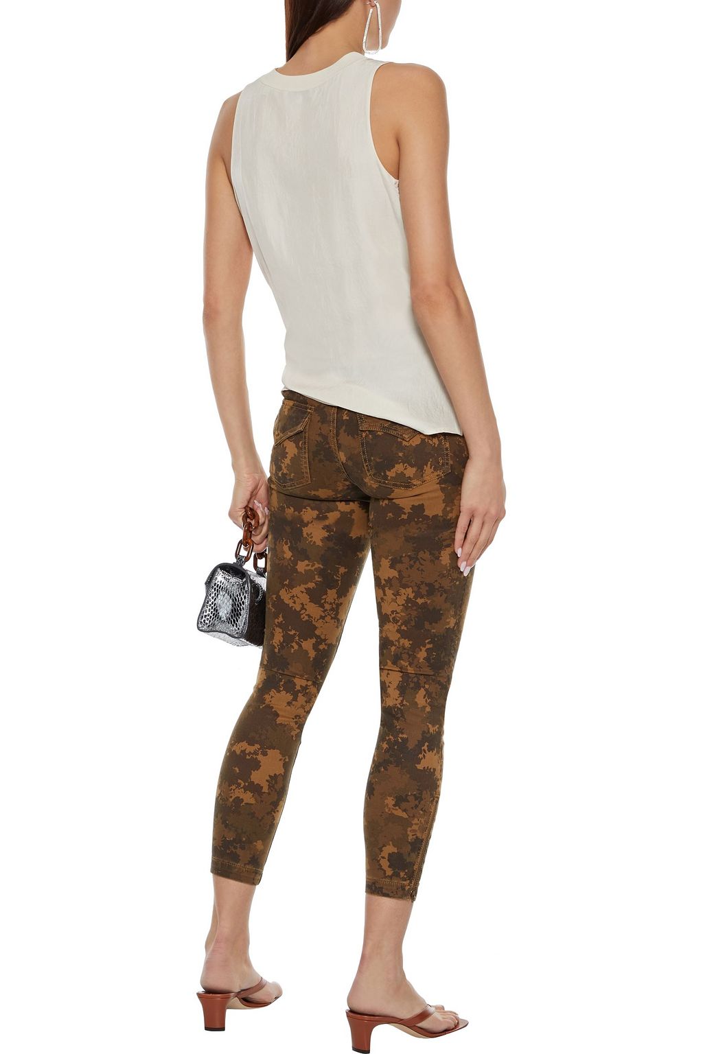 JOIE Park cropped printed cotton-blend twill skinny pants