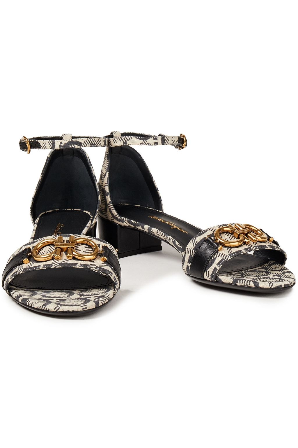 FERRAGAMO Como leather-trimmed jacquard sandals