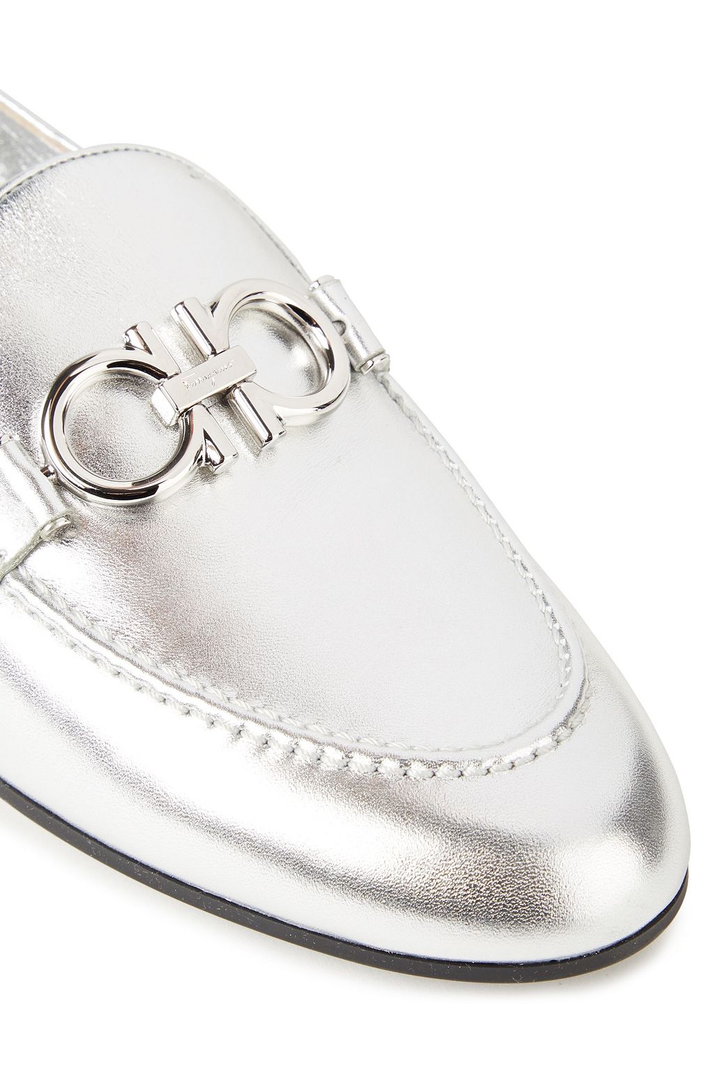 FERRAGAMO Metallic leather loafers