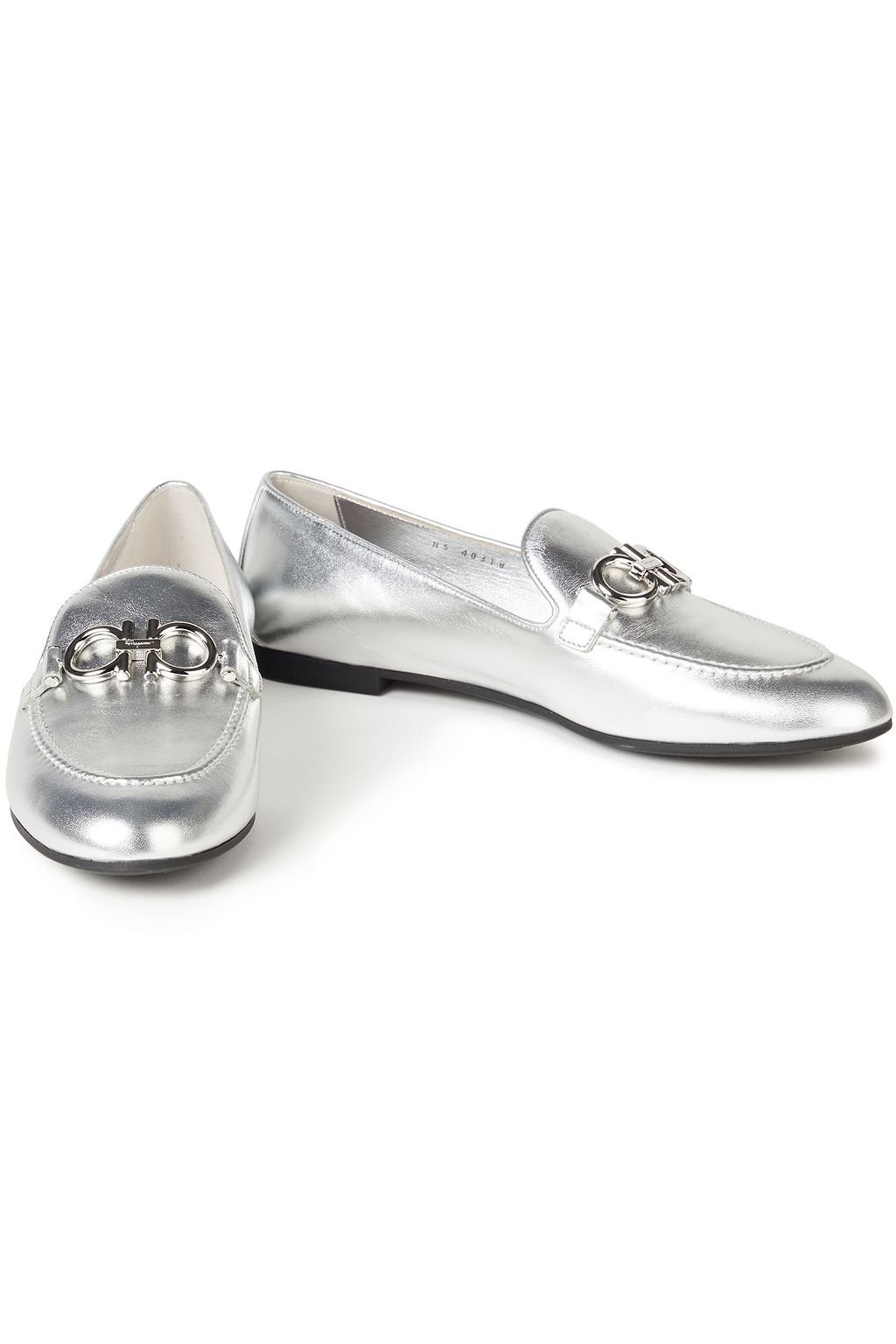 FERRAGAMO Metallic leather loafers