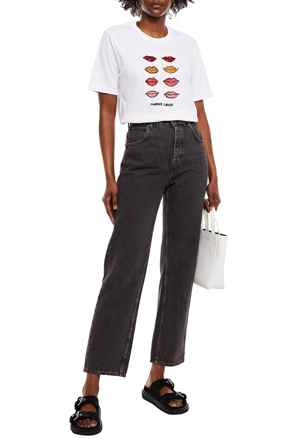 MARKUS LUPFER Alex sequin-embellished cotton-jersey T-shirt